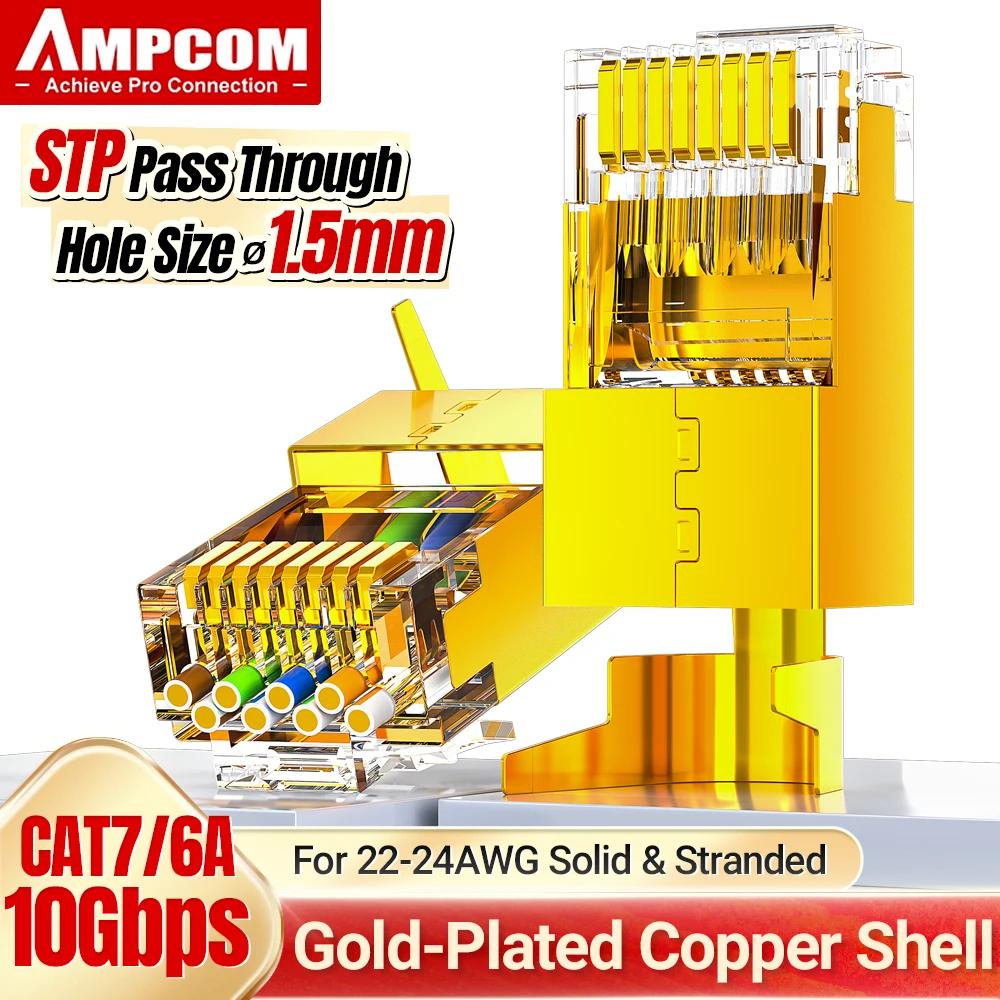 AMPCOM RJ45 Ŀ, CAT6A CAT7 rj 45 ̴ ÷, CAT 7 ָ Ǵ  Ʈũ ̺, 1.5mm ε 